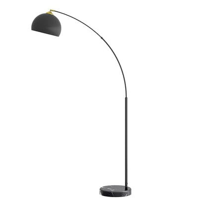 GETINLIGHT Inlight 66" Modern Black Metal Arc Floor Lamp with Inner Gold Metal Shade and Black Marble Base, Bulb Not Included, IN-0806-1-BK