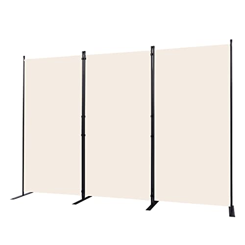Room Divider, 3 Panel Folding Privacy Screens with Wider Feet, Beige | 102" W X 71" H Room Divider Panel, Stable Frame Structure, Flexible Space Separator, Portable wall divider for Room Partition - color: Beige, size: 34"- 3 Panel