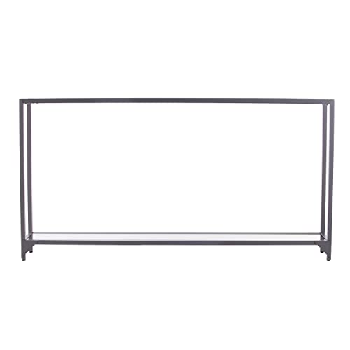 SEI Furniture - Bergen Narrow Console Table - Silver - Transitional Design, Metal and Glass - Ideal for Entryway, Living Room (CM3656) - color: Silver