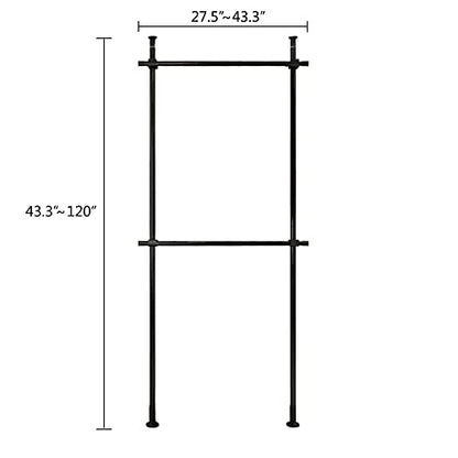 Heavy-Duty Floor to Ceiling Drying Rack, 2 Tier Adjustable Freestanding Clothes Organizer with Double Rods, 220.46LBS Capacity No-Drill Closet Rack for Home Use(Black)