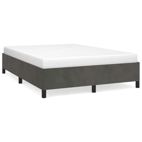 Full Size Bed Frame with Storage, Dark Grey Velvet Upholstered Platform Bed, Modern Low Profile Bed Base with Slatted Support for Bedroom - color: Dark Gray, size: Full & 13.8"