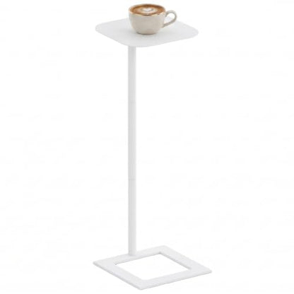 Modern Stable C Table End Table, 23.4" Tall, Medium, White | C Shaped Side Table that Slides Under Sofa, Slim Under Couch Table, Industrial Coffee Tray Table for Living Room Bedroom - color: White, size: Medium