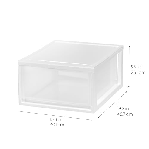 IRIS USA 2-Pack 30 Qt. Stacking Drawer Organizer with Sliding Drawer, White | Store clothing, accessories, pantry items, and household essentials around your home with organized storage solutions - size: 30 Qt., style: 2 Pack