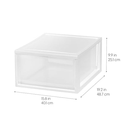 IRIS USA 2-Pack 30 Qt. Stacking Drawer Organizer with Sliding Drawer, White | Store clothing, accessories, pantry items, and household essentials around your home with organized storage solutions - size: 30 Qt., style: 2 Pack