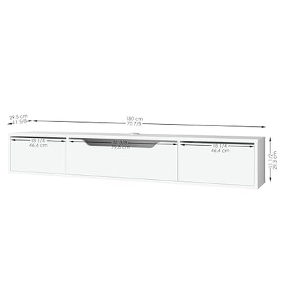 Atelier Mobili Floating TV Stand for Up to 80 Inch TVs – Wall Mounted Media Console with Handle-Free Doors – Modern Entertainment Center with Hidden Storage – White and Oak Finishes (White) - color: White