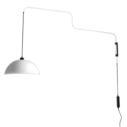 Modern Plug in Wall Sconce Mid Century Swing Arm Wall Lamp | Dome Shade Wall Mounted Long Arm Light White Bedside Reading Wall Light for Bedroom Dining Room - color: White
