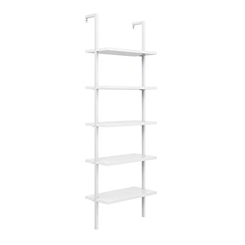 Nathan James White Ladder Bookcase with 5 Shelves - color: Theo White, size: Set of 1