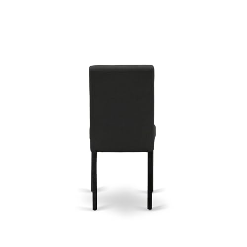 East West Furniture ABP6T24 Abbott Parson Chairs - Black Color Linen Fabric Upholstered Dining Chairs, Set of 2, Wirebrushed Black - color: Abp6t24
