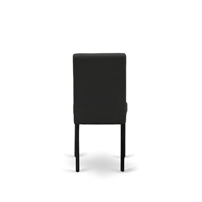 East West Furniture ABP6T24 Abbott Parson Chairs - Black Color Linen Fabric Upholstered Dining Chairs, Set of 2, Wirebrushed Black - color: Abp6t24