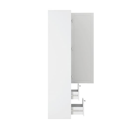 roomfitters Kitchen Pantry Storage Cabinet with 2 Drawers Tall Wooden Narrow Food Cupboard Bathroom Linen Tower, White