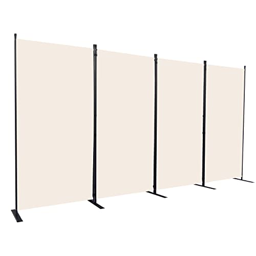 Room Divider, 4 Panel Folding Privacy Screens with Wider Feet, Beige | 136" W X 71" H Room Divider Panel, Stable Frame Structure, Flexible Space Separator, Portable wall divider for Room Partition - color: Beige, size: 34"- 4 Panel