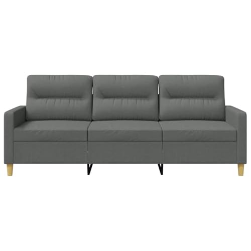 3-Seater Sofa Dark Gray FabricCouch with Metal Frame and Foam Cushions, Rectangular Mid-Century Modern Settee Furniture for Living Room and Office Seating - size: 3-Seater