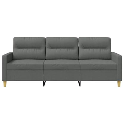 3-Seater Sofa Dark Gray FabricCouch with Metal Frame and Foam Cushions, Rectangular Mid-Century Modern Settee Furniture for Living Room and Office Seating - size: 3-Seater