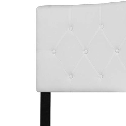 EMMA + OLIVER White King Tufted Headboard | Adjustable Bed Rail Slots, Fabric Upholstered - color: White, size: King