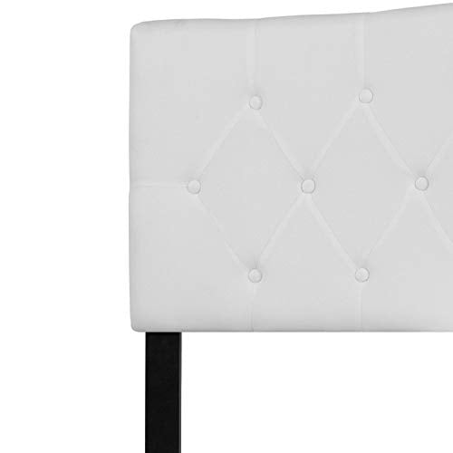 EMMA + OLIVER White King Tufted Headboard | Adjustable Bed Rail Slots, Fabric Upholstered - color: White, size: King