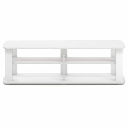 Furinno Nelly TV Stand, 3-Tier Entertainment Center with Open Shelves Storage, TV Console for TV up to 50 Inch, Soft Edges, for Living Room, Bedroom, White - color: White