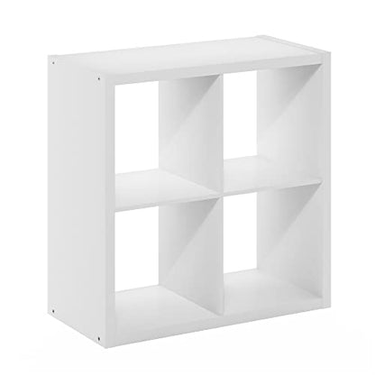 4-Cube Bookshelf, Cubicle Shelf Bookcase with Open Back, Position Reversible Book Shelf, 15 x 30 x 30, for Home Office, Living Room, White - color: White, size: 4 Cube