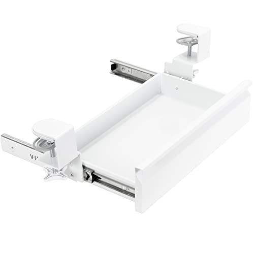 VIVO 16 inch Clamp-On Sliding Pull-out Drawer without Shell for Office Desk, Storage Organizer for Sit Stand Workstation, White, DESK-AC03C-W