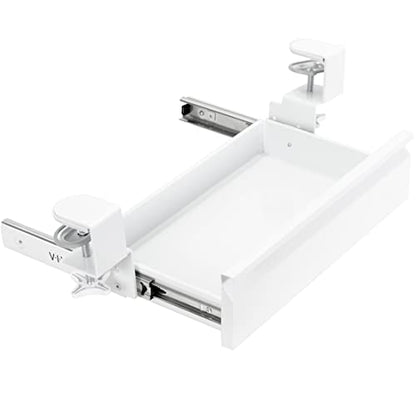 VIVO 16 inch Clamp-On Sliding Pull-out Drawer without Shell for Office Desk, Storage Organizer for Sit Stand Workstation, White, DESK-AC03C-W