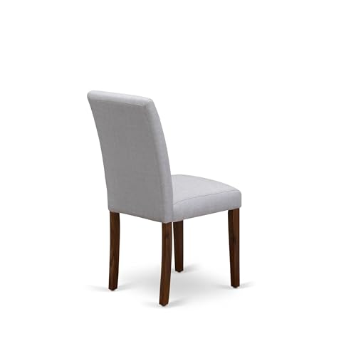 East West Furniture ABP8T05 Abbott Parson Chairs - Grey Linen Fabric Padded Dining Chairs, Set of 2, Walnut - color: Abp8t05