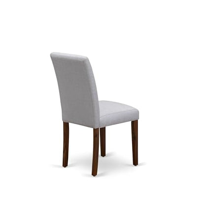 East West Furniture ABP8T05 Abbott Parson Chairs - Grey Linen Fabric Padded Dining Chairs, Set of 2, Walnut - color: Abp8t05