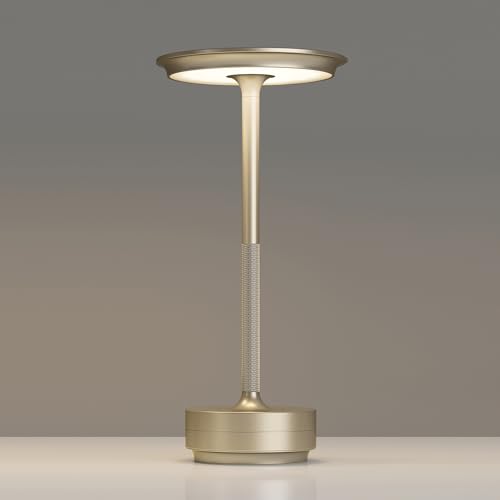 TBBGA 1 Pack Rechargeable Table Lamps Cordless, 5000mAh Outdoor Table Light | 3 Color Stepless Dimming Portable LED Table Lamp with Memory Function, for Home/Dinner/Patio/Restaurant.(Champagne Gold) - color: Champagne Gold-1