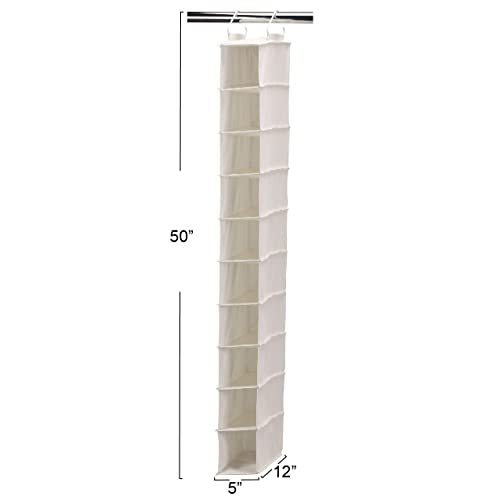 Household Essentials 311322 Hanging Shoe Storage Organizer for Closets |10 Pocket Shelves | Natural Canvas - color: Natural