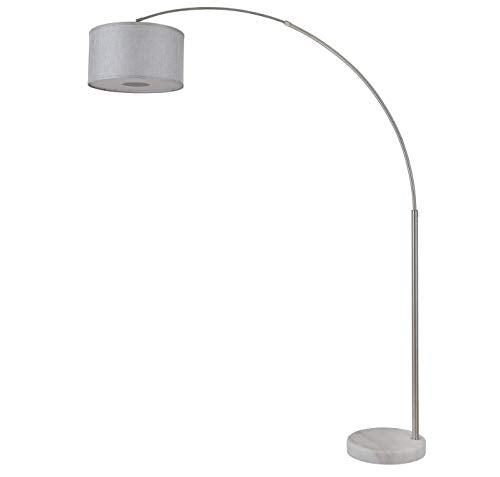 Major-Q Modern Arcing Floor Lamp - Tall Stand Up Arching Drum Shade - Large Contemporary Floor Lamp for Dining Rooms and Bedrooms - Corner Lamp for Office Lighting and Home Decor - color: Grey/Silver Pole