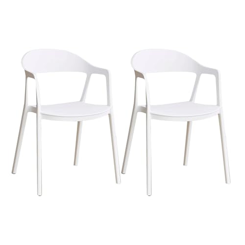 Stackable Dining Chair Plastic Dining Chairs Set of 2 with Hollow Back Dining Chairs Set Modern Save Space Kitchen Chairs - color: White