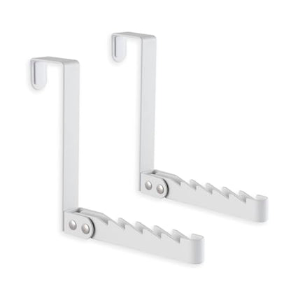 2 Pack Clothes Drying Rack, All Metal Over The Door Hooks, Thickness Adjustable, Collapsible, Space-Saving Hangers Organizer, Fit 1/2/5'' Doors (White) - color: Metal-white