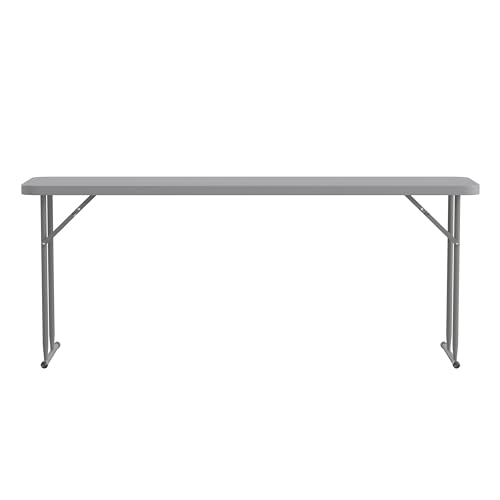 EMMA + OLIVER 6-Foot White Plastic Folding Table | Lightweight, Easy Storage, Event and Banquet Table - color: Grey
