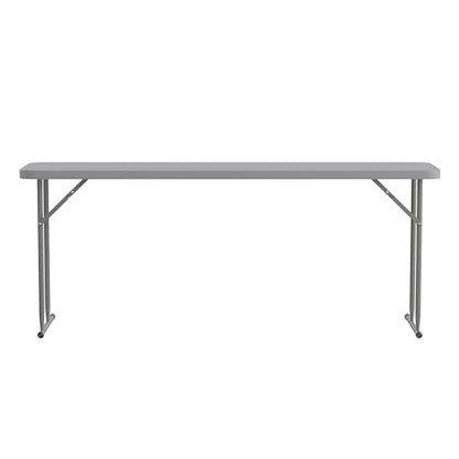 EMMA + OLIVER 6-Foot White Plastic Folding Table | Lightweight, Easy Storage, Event and Banquet Table - color: Grey