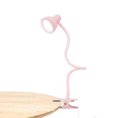 LiFMIRA Pink Small Desk Lamp Clip on LED Reading Light for Bed | 3 Color Modes 10 Dimmable Brightness, Book in Bed Headboard, Flexible Reading Lamp with Clamp BL08 - color: Pink
