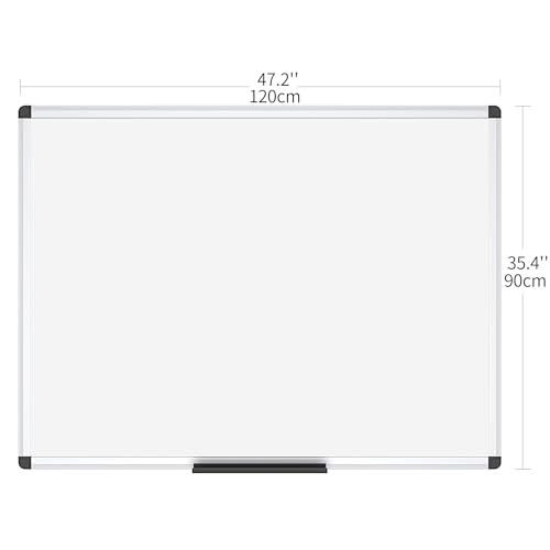 VIZ-PRO Magnetic Whiteboard/Dry Erase Board, 48 X 36 Inches, Silver Aluminium Frame - size: 48"W x 36"H