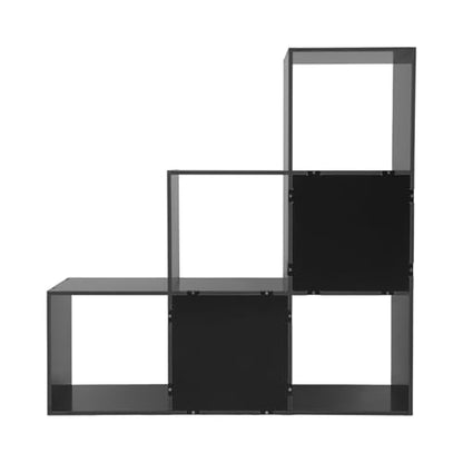 3-Tier Stepped Bookshelf, 6 Cube Storage Organizer, Freestanding Ladder Bookcase, L-Shaped Corner Shelf, Room Divider Shelf, 35.4" Tall Modern Display Shelf for Home Office Living Room - size: 6-Cube/L-Shaped