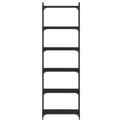 Black Industrial Bookcase, Tall 74-Inch Bookshelf with 6-Tier Adjustable Shelves, Durable Engineered Wood & Metal for Living Room, Office, Study - color: Black/74", size: 23.6"