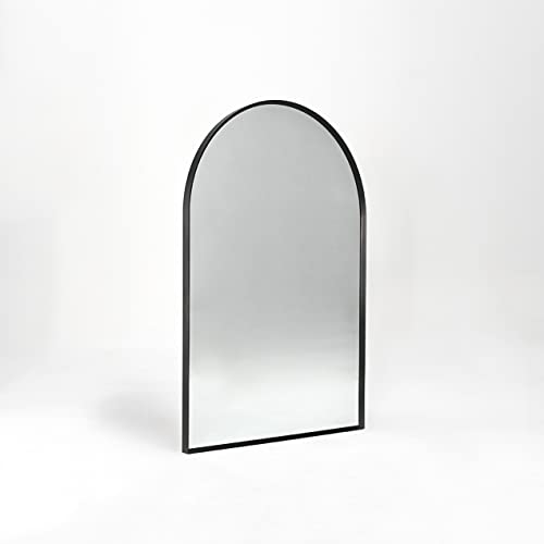 Black Arched Mirror 20x30in, Metal Framed Bathroom Vanity Wall | Tempered Glass, Shatter Proof, Living Room Bedroom Entryway, Modern Elegant Design - color: Black, size: 30"L x 20"W, style: Arched