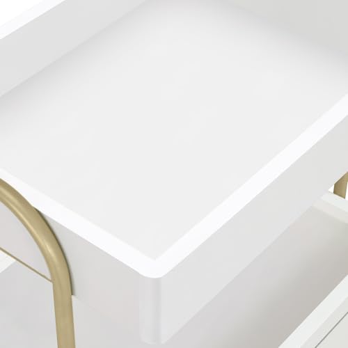 BarberPub Salon Trolley Cart, Gold Accents 3-Tier White&Gold 2086 - color: White&gold
