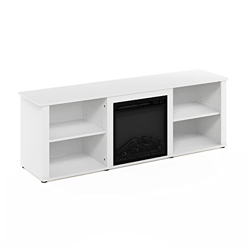 Furinno Classic 70 Inch TV Stand with Fireplace, Solid White - color: Solid White, size: 70-Inch Classic