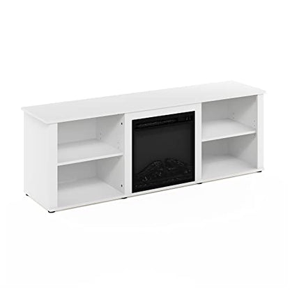 Furinno Classic 70 Inch TV Stand with Fireplace, Solid White - color: Solid White, size: 70-Inch Classic