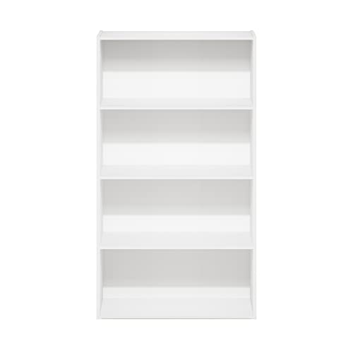 Furinno PASIR Book Shelf, 4-Tier Bookshelf, Bookcase with Open Shelf, 9.4 x 23.6 x 41.7, for Living Room, Bedroom, Home Office, Plain White - color: Plain White, size: 4-Tier