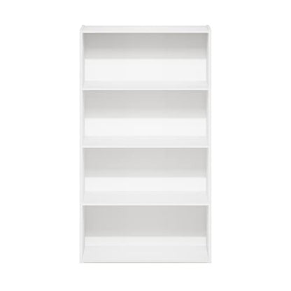 Furinno PASIR Book Shelf, 4-Tier Bookshelf, Bookcase with Open Shelf, 9.4 x 23.6 x 41.7, for Living Room, Bedroom, Home Office, Plain White - color: Plain White, size: 4-Tier