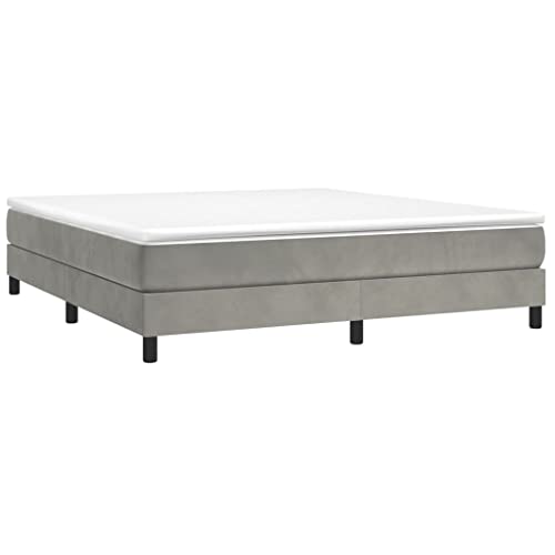 King Size Bed Frame, Upholstered Platform Bed with Soft Velvet Fabric, Modern Low Profile Bedroom Furniture, Durable Engineered Wood Construction, Light Grey - color: Light Gray, size: King & 9.8"