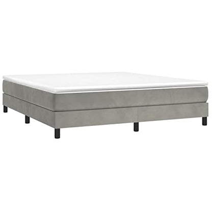 King Size Bed Frame, Upholstered Platform Bed with Soft Velvet Fabric, Modern Low Profile Bedroom Furniture, Durable Engineered Wood Construction, Light Grey - color: Light Gray, size: King & 9.8"