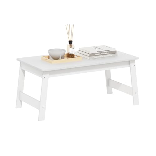 Furinno Beginning Coffee Table, Rectangular Modern Center Table with H-Legs, Side Table, Soft Edges, Easy Assembly, for Living Room, Bedroom, Home Office, White - color: White, size: 36 inches, Straight Legs