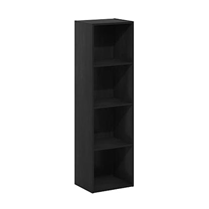 Furinno PASIR Book Shelf, 4-Tier Modern Bookshelf, Open Shelves Bookcase 9 x 12 x 42, Easy Assembly, for Living Room, Bedroom, Home Office, Blackwood - color: Blackwood, size: 4-Tier Cube