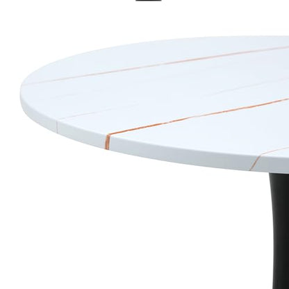 31.5" Round Dining Table, Mid-Century Modern Tulip Table with Thickened Tabletop & Metal Pedestal, Circle Bistro Table for Kitchen, Small Places, Apartments, Cafe - color: White, size: 31.5" dining table