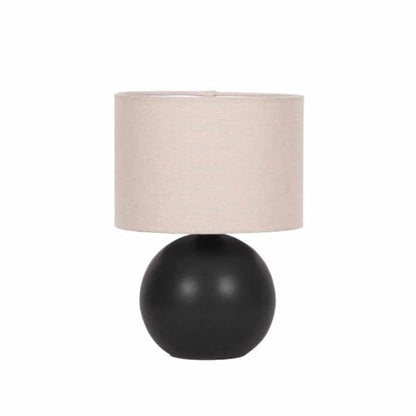 BoutiqueRugs Brennberg Contemporary Geometric Ceramic Bedside Table Lamp for Bedroom Nightstand - Modern End Side Lighting for Living Room - Shade Linen - Beige, Black - 10" H