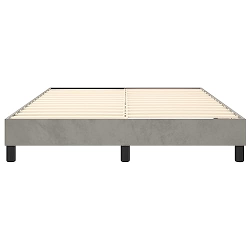 Queen Size Upholstered Bed Frame, Modern Velvet Platform Bed with 9.8 Inch Clearance, Sturdy Engineered Wood Base, Light Gray - color: Light Gray, size: Queen & 9.8"