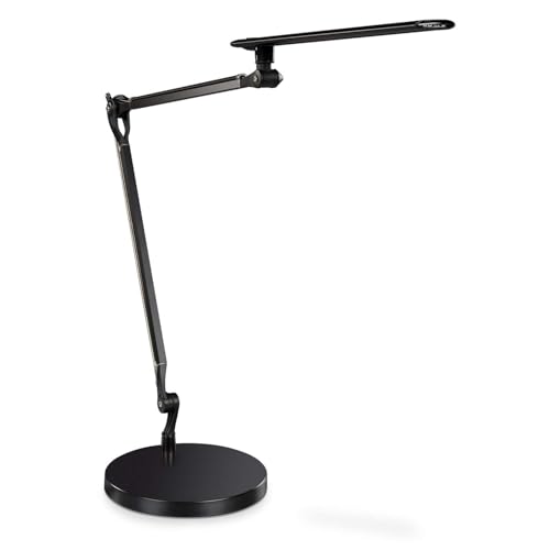 UPLIFTDESK E7 LED Desk Lamp - Adjustable 3 Color Modes, Dimmable Home Office Desk Light for Standing Desk, Dual Monitors, Aluminum Task Lamp (Black Base) - color: Black Lamp Black Base